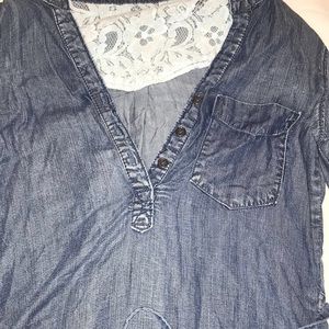 denim 3/4 sleeve dress